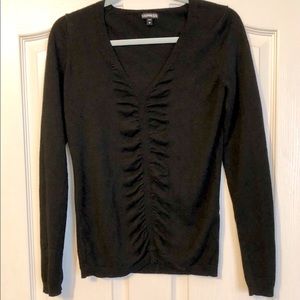Express fitted v neck sweater front ruching